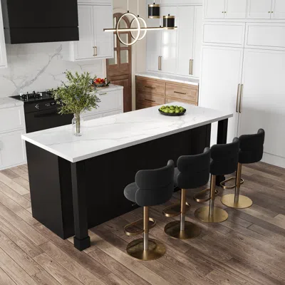 Homary 72" Marble Kitchen Lsland Faux Marble With Wine Storage Black Modern Large Kitchen Cabinet