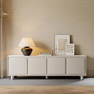 Homary 72" Modern White Rectangle Tall Tv Stand With Storage For 65 To 75 Inch Tv