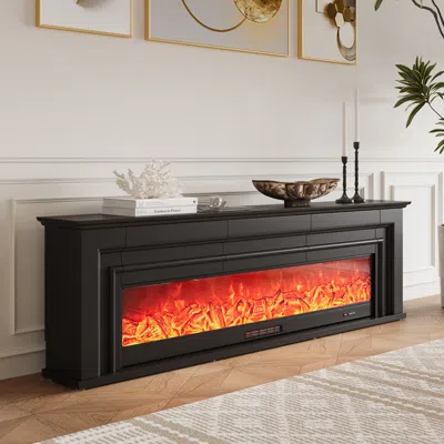 Homary 79'' Electric Fireplace Tv Stand Modern Black Media Console With Remote Control