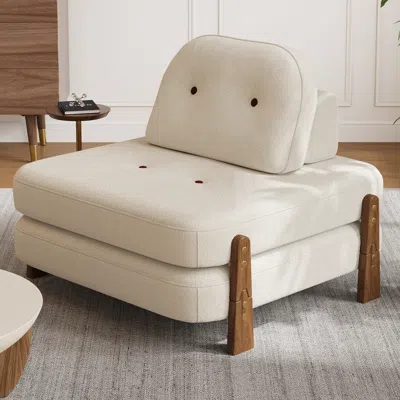 Homary 838mm Velvet Futon Double Sofa Bed In White