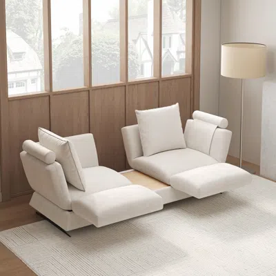 Homary 83.9" Rotatable Convertible Sleeper Sofa Cotton & Linen In White