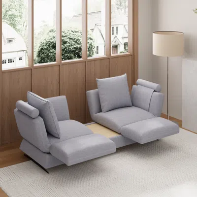 Homary 84" Rotatable Convertible Sleeper Sofa Cotton & Linen In Gray