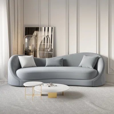 Homary 84" Velvet Upholstered Sofa Luxury Gray 3-seater Couch With Solid Wood Frame
