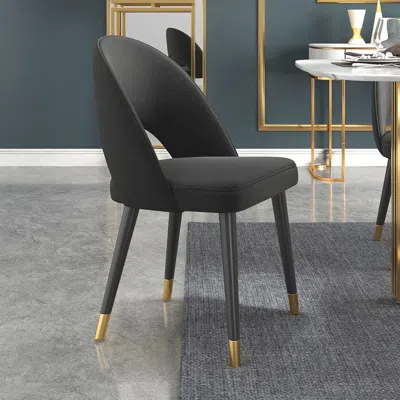 Homary 8-pieces Velvet Dining Chair Upholstered Modern Black Dining Room Chairs In Gray