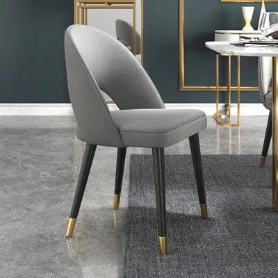 Homary 8-pieces Velvet Dining Chair Upholstered Modern Deep Gray Dining Room Chairs