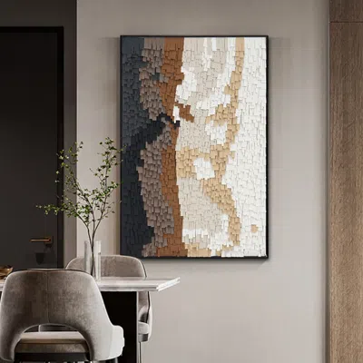 Homary Abstract Geometric 3d Modern Pu Leather Wall Decor Painting Art With Black Metal Frame In Multi