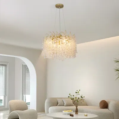 Homary Art Deco 9-light Gold Branch Pendant Crystal Chandelier Light For Living Room