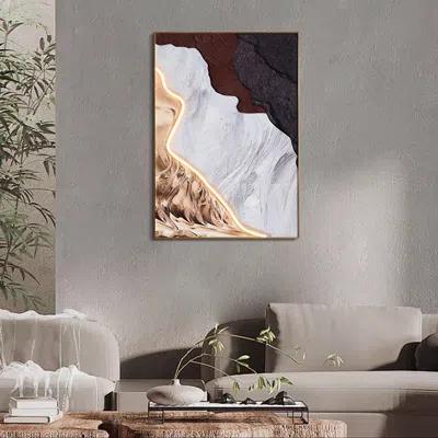 Homary Art Deco Led Canvas Wall Art Print Framed Wall Decor In Brown