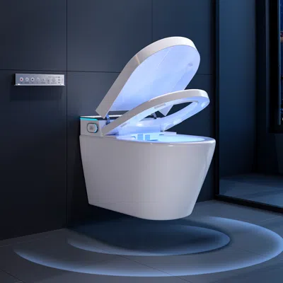 Homary Automatic Wall-mounted Smart Bidet Toilet With Built-in Tank 1.28 Gpf In White