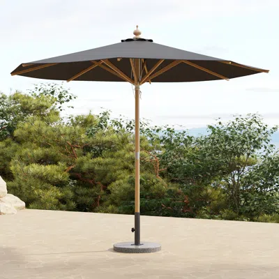 Homary Axis 10 Ft. Patio Center Pole Umbrella With Marble Stand Outdoor Sun Umberlla For Pool / Beach In Ga In Gray