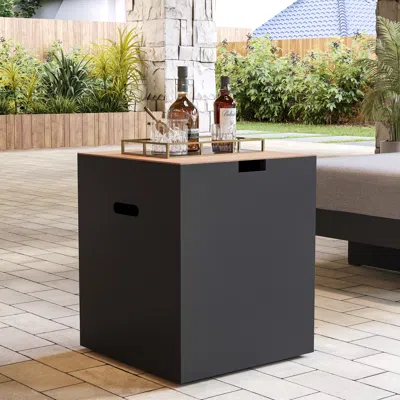 Homary Axis Propane Gas Tank Cover Table For Outdoor Fire Pit Aluminum Bottle Cap (18.5" High) In Black