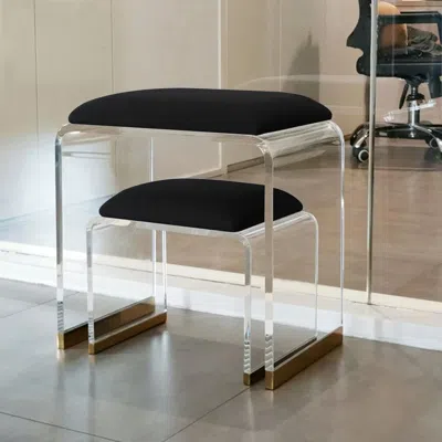 Homary Black Acrylic Ottoman Vanity Stool Clear And Gold-small