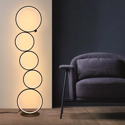 Homary Black Led Floor Lamp 5-ring Novelty Standing Lamp