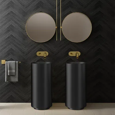 Homary Black Modern Luxury Round Stainless Steel Sink Pedestal Sink Freestanding