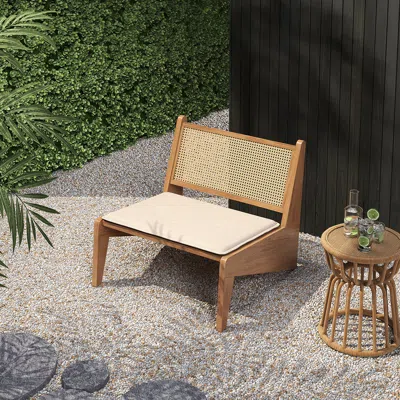 Homary Boho Style Outdoor Aluminium Alloy  & Pe Rattan Patio Chair With Removable Cushion In Brown