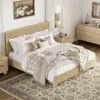 Homary Bolla Modern Solid Wood Queen Size Fluted Bed Frame In Neutral