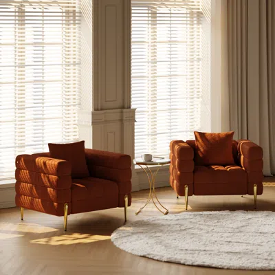 Homary Boucle Accent Chair Modern Modular Arm Chair Set Of 2 In Brown