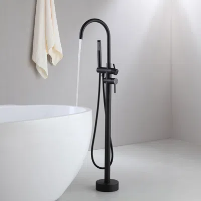 Homary Brewst Contemporary Matte Black Gooseneck Freestanding Tub Filler Faucet