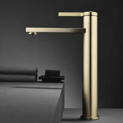 Homary Brushed Gold Vessel Faucet 1-hole Single Lever Zinc Alloy Handle Solid Brass