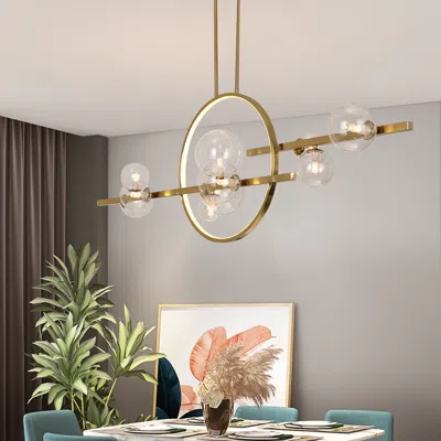 Homary Bubi 10-light Gold Modern Kitchen Island Light For Dining Room With Glass Globe Shade