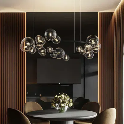 Homary Bubi Modern Black Glass Bubble Chandelier 24-light For Living Room And Dining Room In Brown
