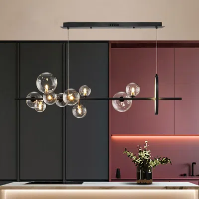 Homary Bubi Modern Black Island Pendant Light For Kitchen 10-light Globe Glass Shade