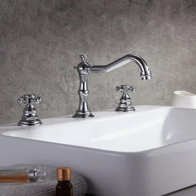 Homary Chester Traditional Double Handle Bathroom Widespread Sink Faucet Victorian Spout In White