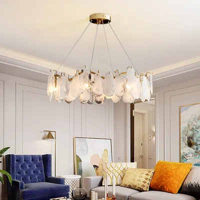 Homary Cloude Modern 8-light Tiered Cloud Glass Chandelier With Adjustable Cables In White