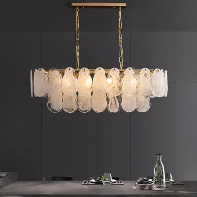 Homary Cloude Modern Multi-tier Cloud Glass Pendant Light Kitchen Island Light Adjustable Chain In White