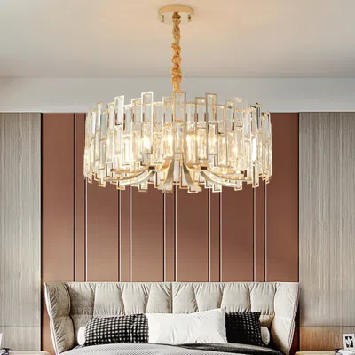 Homary Clytia 10-light Modern Crystal Chandelier With Adjustable Chain In Gold