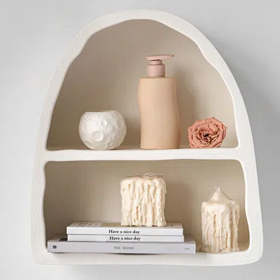 Homary Codiys Art Deco White Arched Wall Mounted Shelf Wood Floating Shelf With Open Storage