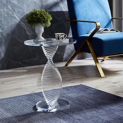 Homary Contemporary Round Acrylic Side Table In Transparent