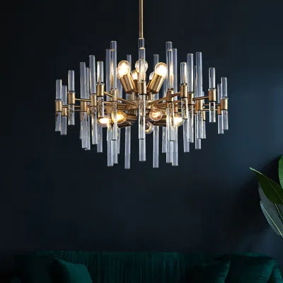 Homary Crylick Contemporary 14-light Glass Living Room Chandelier In Brass In Multi
