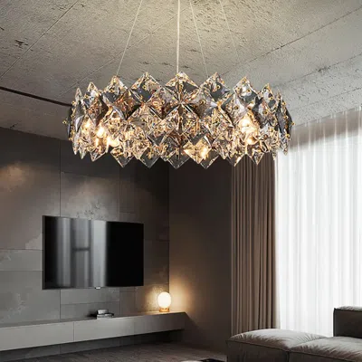 Homary Crystack Crystal Modern 8-light Tiered Crystal Chandelier With Adjustable Cables In Multi