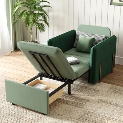 Homary Daybed With Trundle & Storage Pull Out Sleeper Sofa In Green