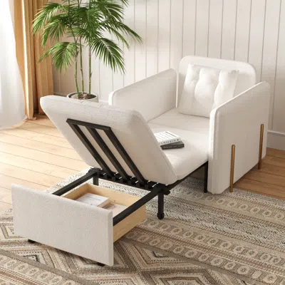 Homary Daybed With Trundle & Storage Pull Out Sleeper Sofa In White