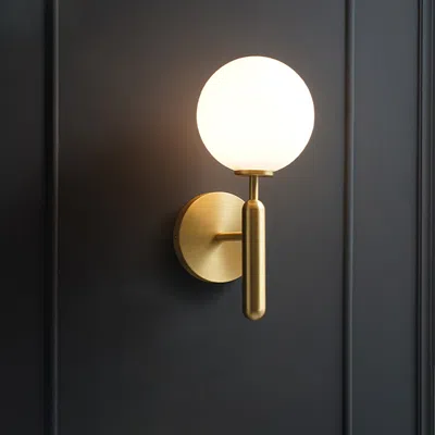 Homary Decorica White And Gold Led Glass Globe Indoor Wall Sconce