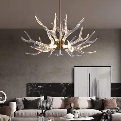 Homary Deer Horn Antler Style 9-light Ceiling Chandelier Led Gold Lighting In Gray