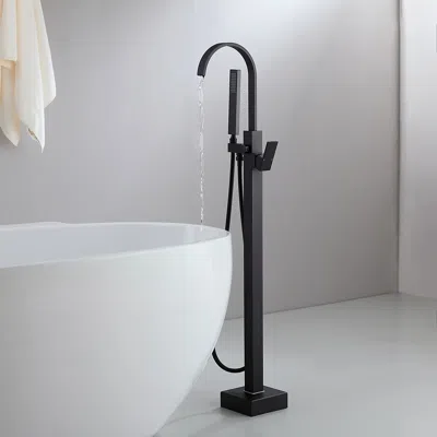 Homary Dree Standing Matte Black Bathtub Filler Faucet And Handheld Shower With High-arc Spout