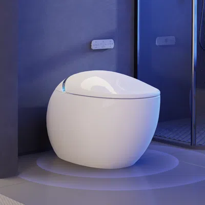 Homary Egg-shape Smart Bidet Toilet One Piece Automatic Toilet 1.32 Gpf With Built-in Tank And Dual Flush In White