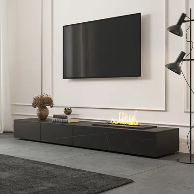 Homary Electric Fireplace Humidifier Tv Stand Faux Marble With Remote Control For Tvs Up To 85" In Black