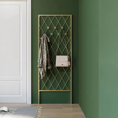 Homary Entryway Wall Mounted Corner Coat Rack In Metal With Hooks In Gold