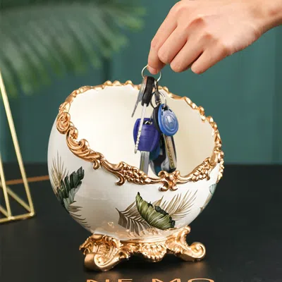 Homary European Style Large Capacity Living Room Desktop Remote Control Storage Box Key Holder In Gold