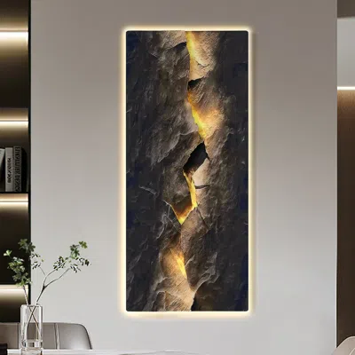 Homary Extra-large Modern Led Wall Art With Backlit Light Home Decor — Usb Powered In Black