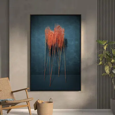 Homary Farmhouse Wall Decor For Living Room 3d Nature Hanging Painting Art With Frame In Blue In Red