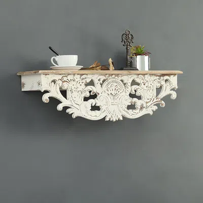 Homary Fench Country Floating Shelf Wooden Decor Art Wall Shelf In White