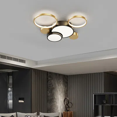 Homary Geometric Flush Mount Led Ceiling Light In Gold & Black