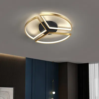 Homary Geometric Semi Flush Mount Led Ceiling Light With Golden Frame In White