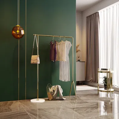 Homary Gold Clothing Rack Modern Garment Rack With Marble Base Single Rod