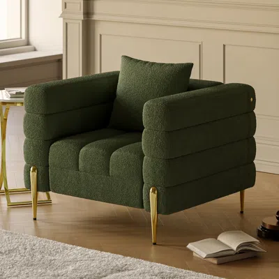 Homary Green Boucle Accent Chair Modern Modular Arm Chair